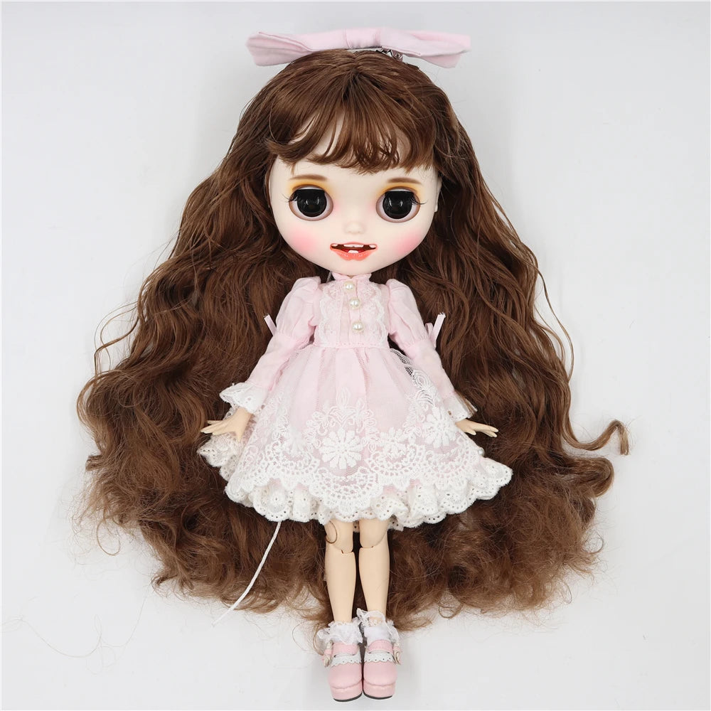 ICY DBS Blyth Boneca Licca Corpo Vestido de Renda Nó Arco Rosa Verde Princesa Terno Anime Roupas