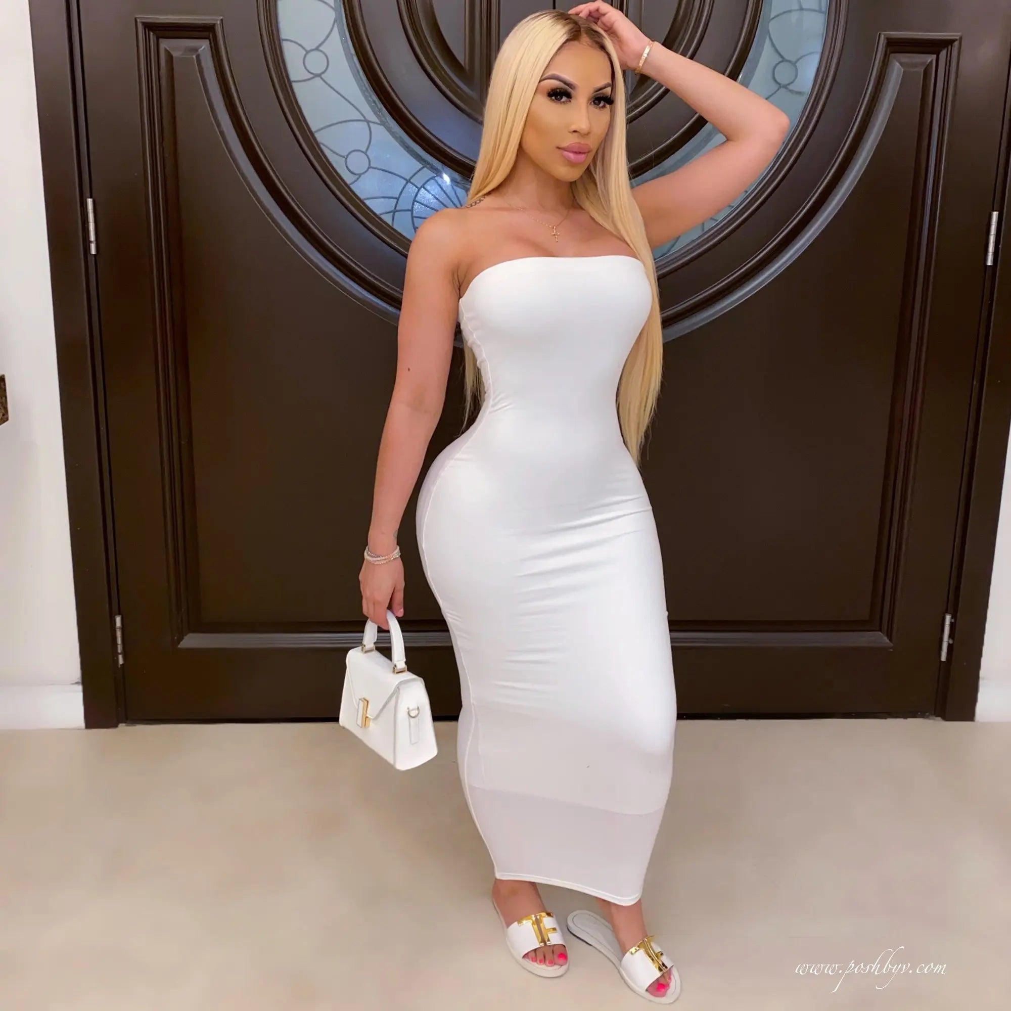 Vestido de praia longo sexy sem mangas com peito enrolado no verão feminino