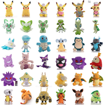 Mais novo pokemon 70 tipos elf pelúcia pikachu brinquedos elekid lucario celebi boneca de pelúcia sprigatito fuecoco quaxly plushies presentes de natal
