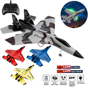 2.4g rc su35 avião de combate fx620 epp espuma planador luzes led modelo de controle remoto brinquedo para meninos crianças